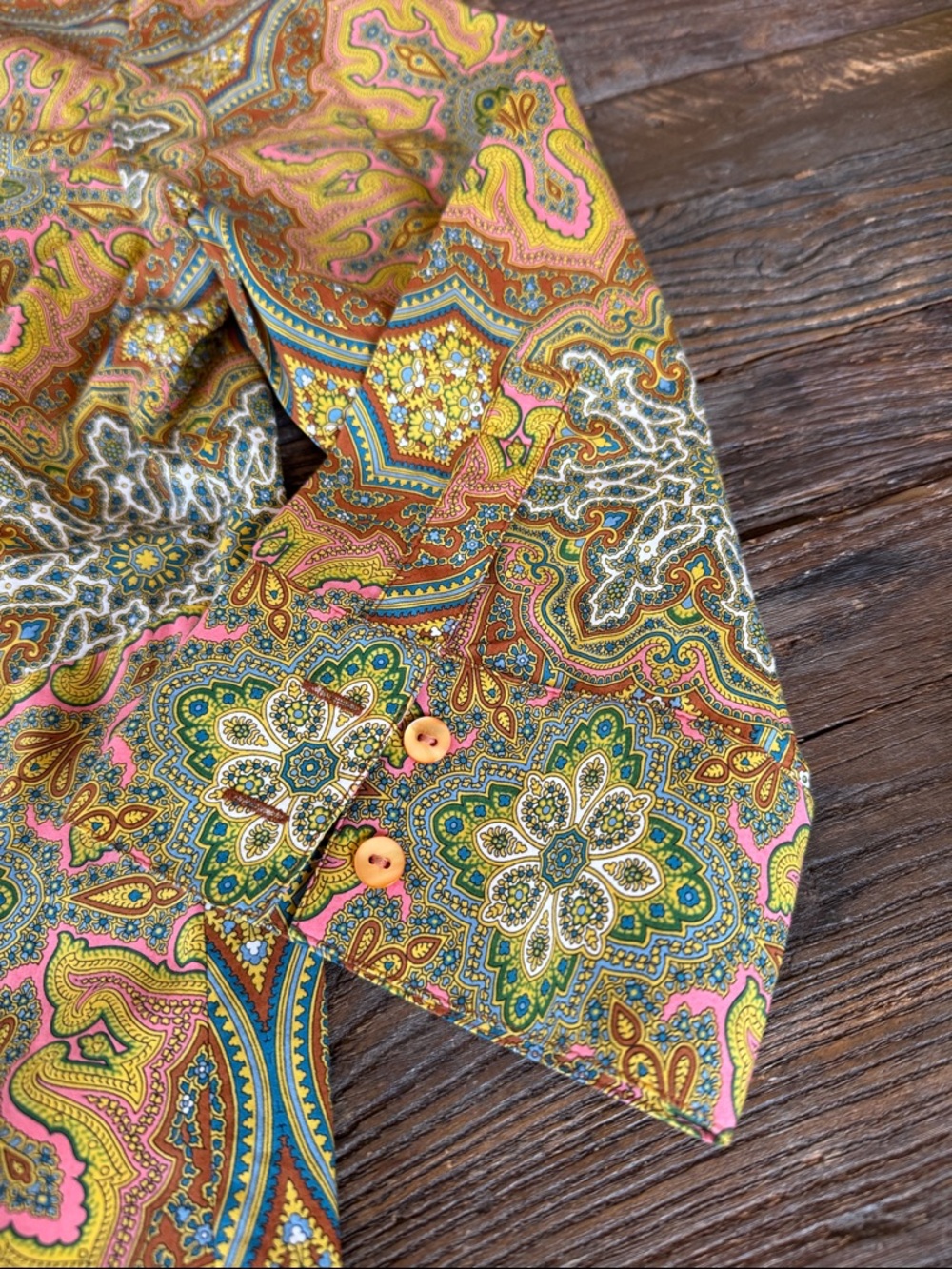 LaFayette 148 cotton brown pink paisley front‎ tie button down NWOT size 16 - Picture 8 of 11